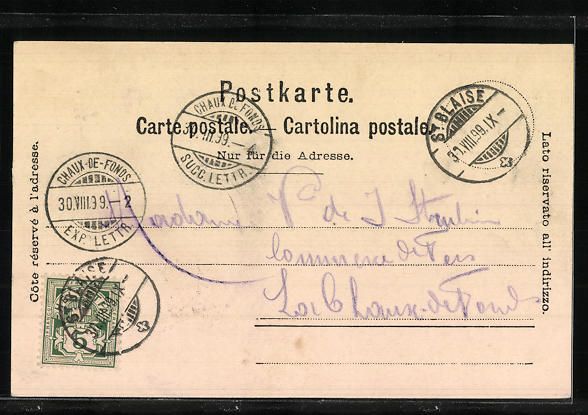 Cartoline postali: Saint-Blaise, Ortsansicht mit Uferpartie – Usato da Berlin venduto da bartko-reher 1