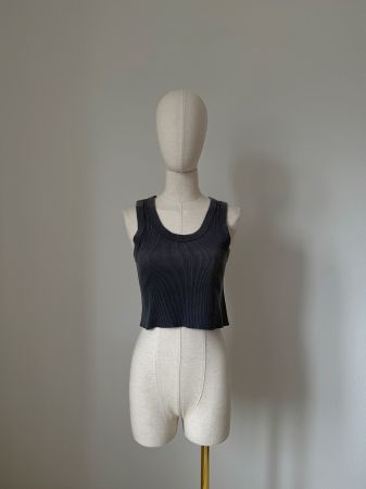 Brandy Melville - Crop Top a Costine nero, XS-S
