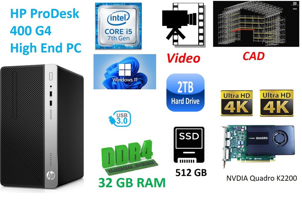 CAD PC HP 400 G4 MT K2200 32GB 512GB 2TB (Gebraucht) in Meggen für CHF ...