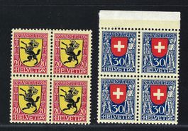 Pro Juventute 1924 4er-Blöcke ⊞ postfr. ** J31-J32 Kat. 44.-