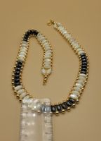 Elegante kette, schwarz-weiss Mit Goldige Verschluss/Kugeln