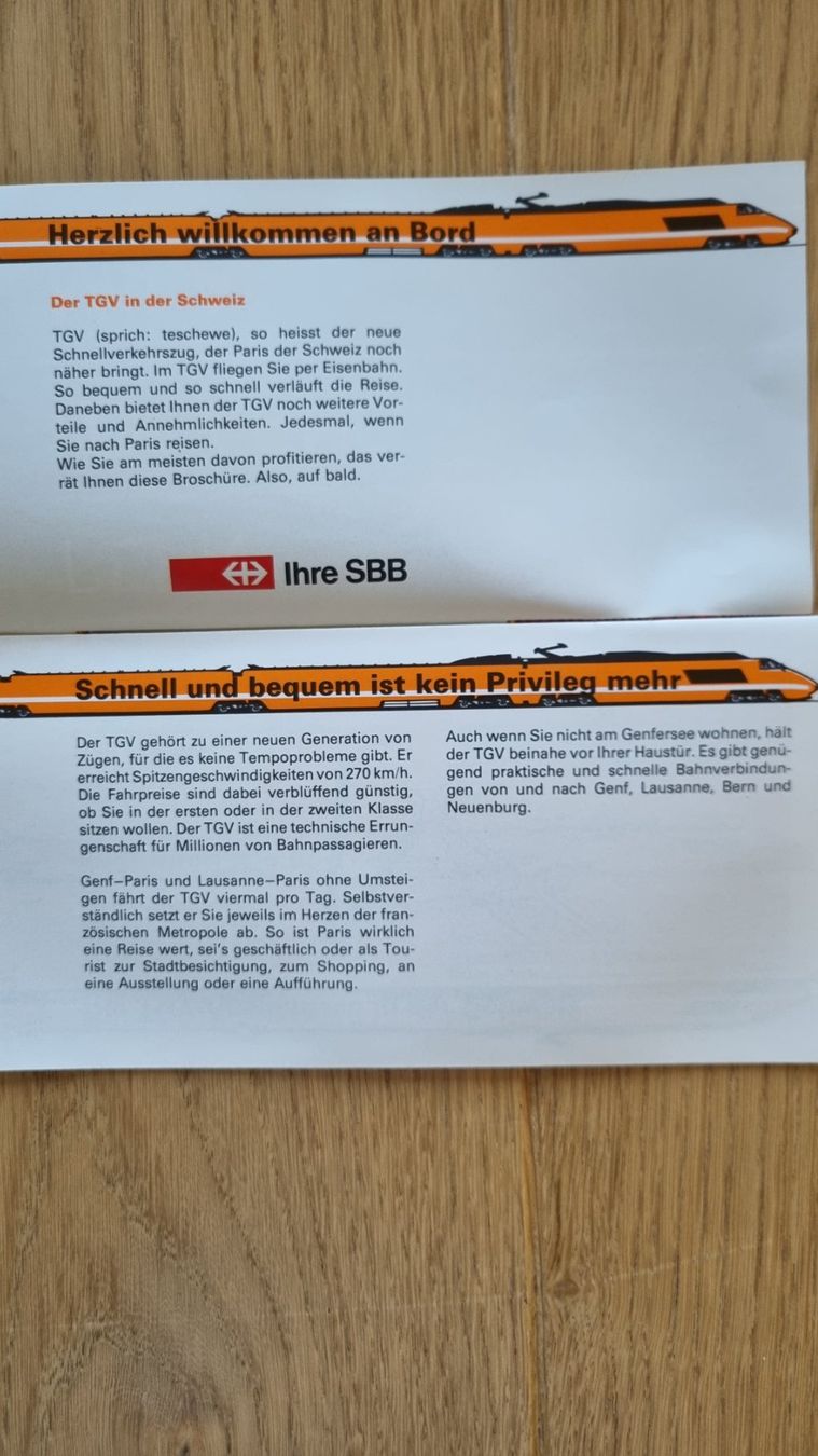 SBB/CFF/FFS Documenti: SBB TGV Prospekt - 70er-Jahrr – Usato da Bözberg venduto da heinz-d 1