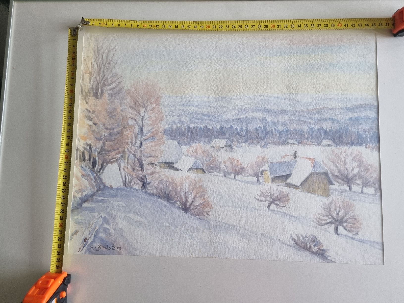 Dipinti: Original Aquarell von Emil Bärtschi, Winterlandschaft – Usato da Uster venduto da Worm 5