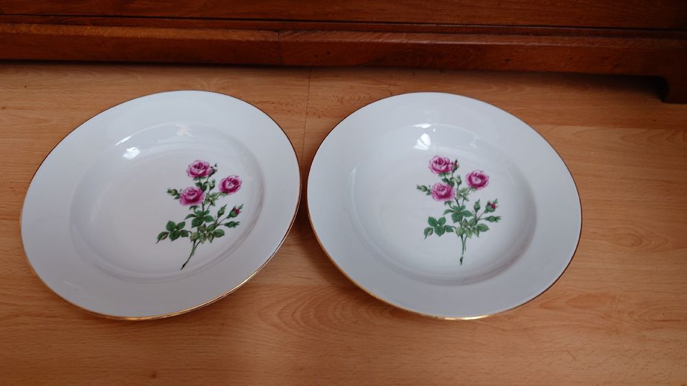 Assiettes: 2 Suppenteller mit Rosenmuster, Vintage Geschirr, Top! – D'occasion à Walterswil SO par Daniela.K
