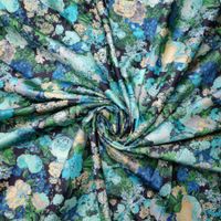 Italienische Seide 100% Stoff 1.50x1.35m Fiori blu verde