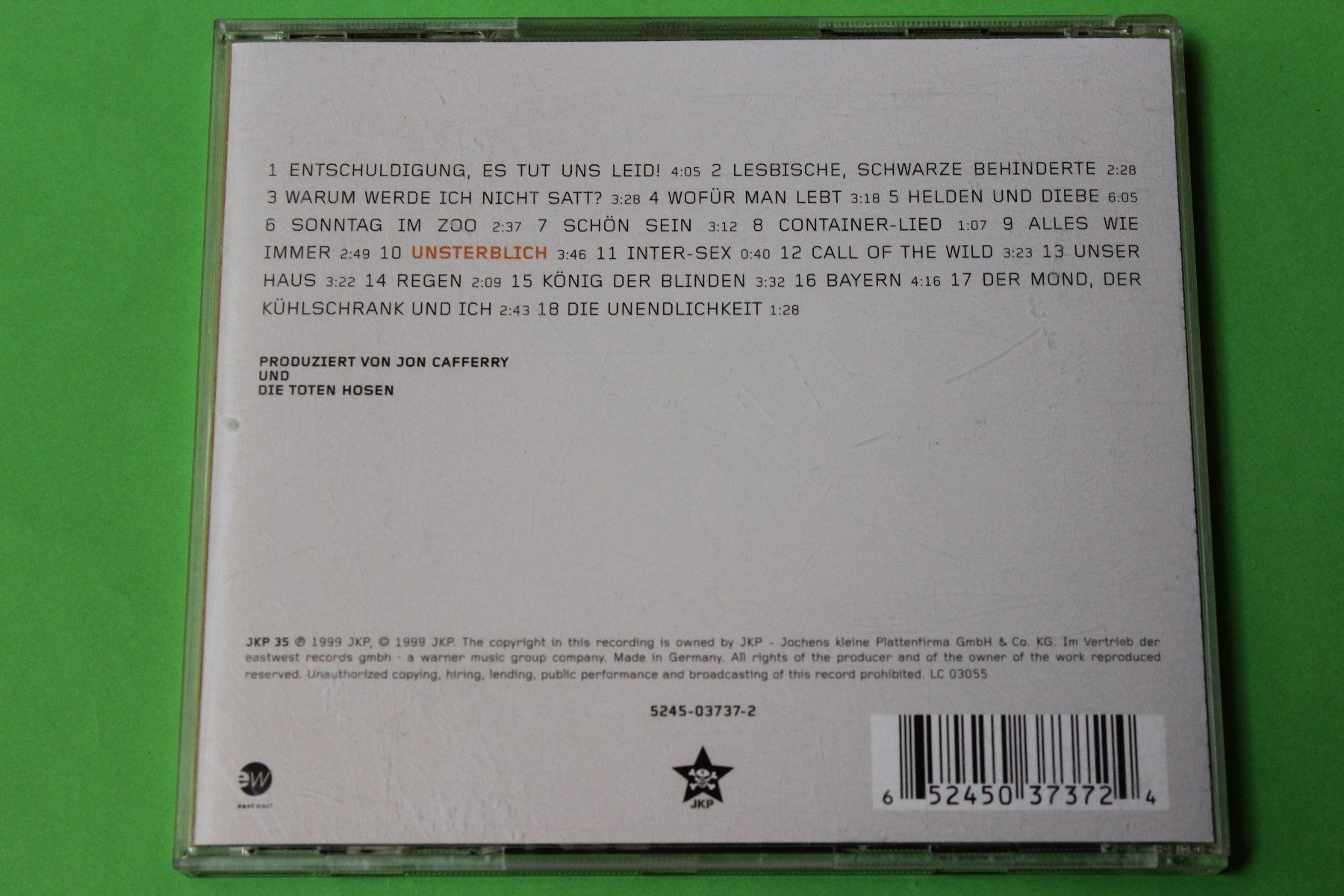 CDs: DIE TOTEN HOSEN - UNSTERBLICH CD 1999 – Gebraucht aus Tübach von JamesStone 2