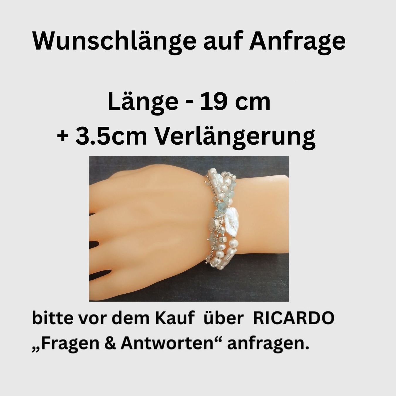 Armbänder & -reifen: Statement-Perlen-Armband mit Aquamarin und Silber - Unikat – Neu und originalverpackt aus Lütisburg von Emarra 4