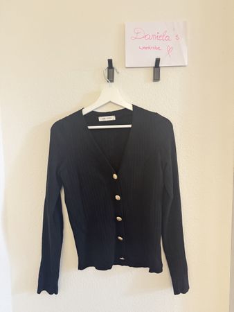 Cardigan LCW Vision Ribbed Black Size S Buttons