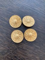 Wunderbare goldene Schmuckknöpfe, mit Sonne, neu, 4 Stk.