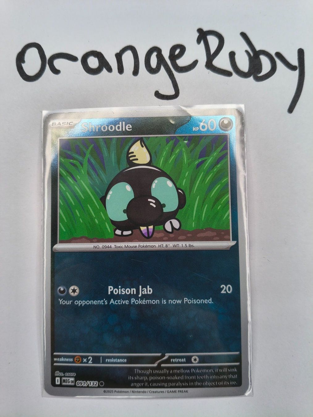 Pokémon Carte collezionabili: Shroodle 091/132 REVERSE HOLO Mega Evolution MEG English – Usato da St. Gallen venduto da OrangeRuby