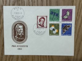 FDC Pro Juventute 1951 ohne Adresse Stempel deutsch
