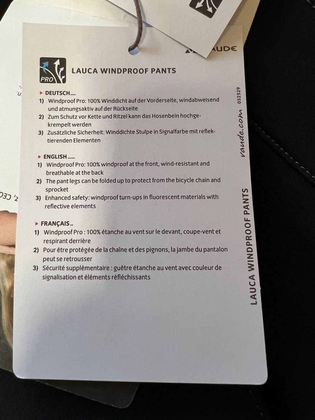 Vaude Pantaloni: Damen Rad-Hose  VAUDE LAUCA WINDPROOF PANT – Nuovo e nell'imballaggio originale da Eschen venduto da Sele-Radsport 2