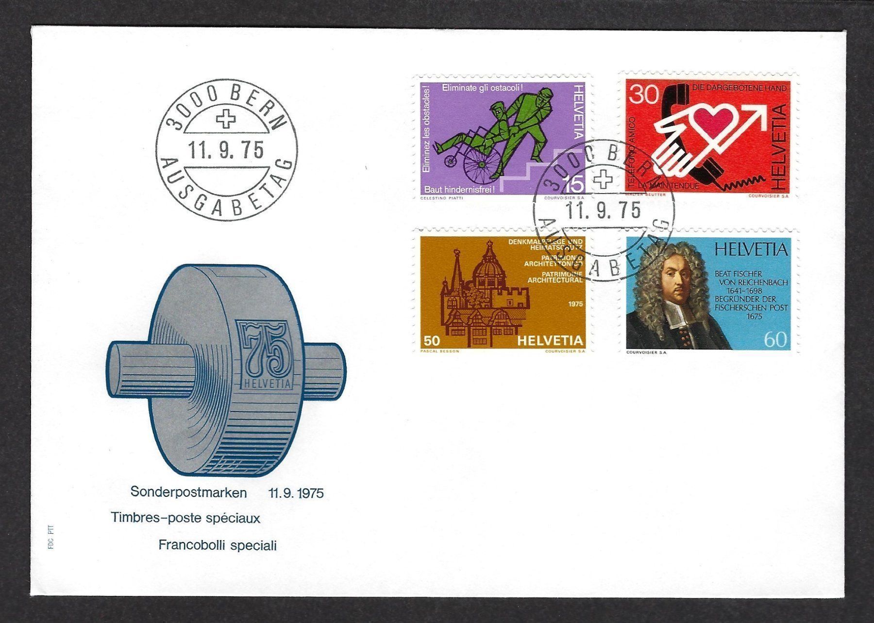 Alle Briefmarken: Sonderpostmarken 1975, Ersttagsbrief – Gebraucht aus Luzern von Einh0rn