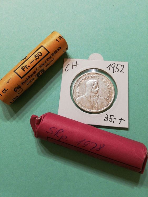 Silber 5 Fr. 1952 und Münzrollen (Gebraucht) in Engi für CHF 25 – mit ...