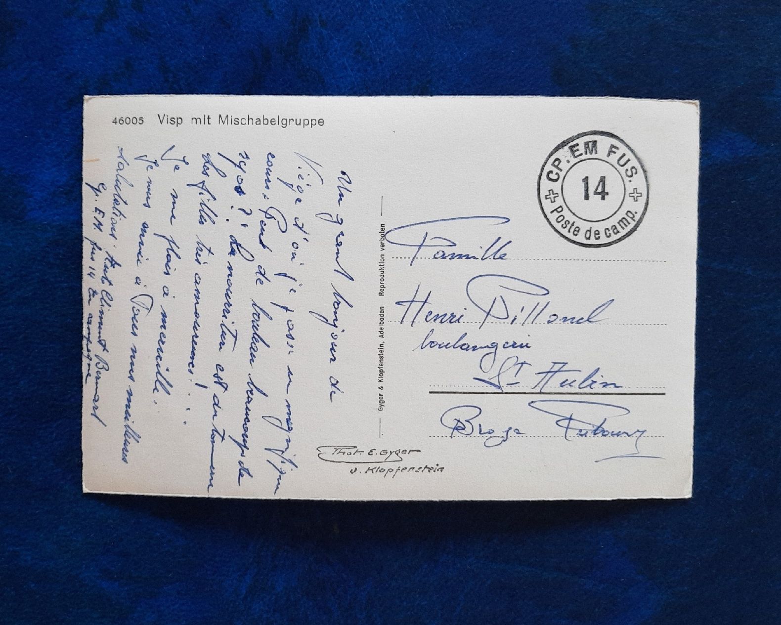 Cartoline postali: Ansichtskarte Visp mit Mischabelgruppe, gest. Feldpost – Usato da Marly venduto da neu-adlerauge65 1