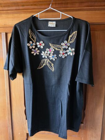 Damen Pailletten Glitzer T-Shirt Bluse Daisy
