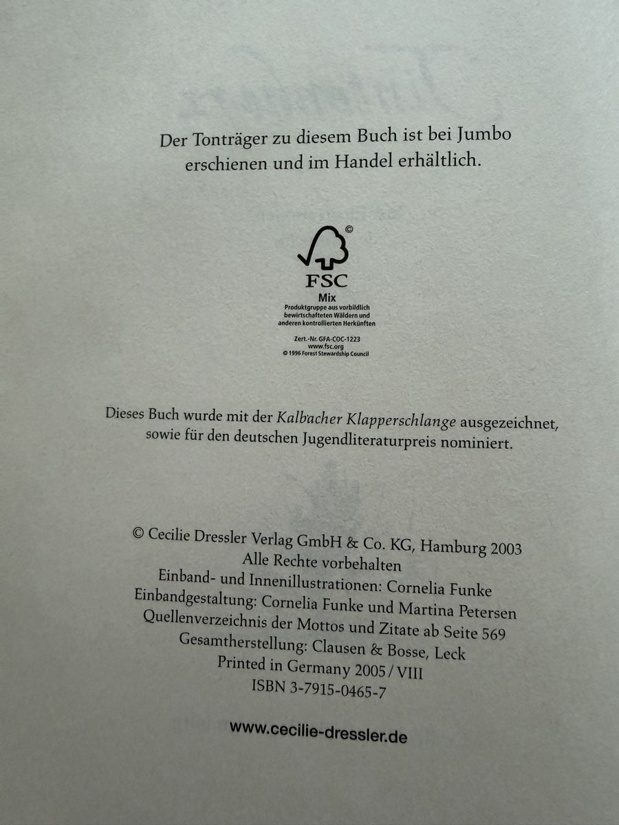 Bücher: Tintenherz - Cornelia Funke – Gebraucht aus Schwarzenburg von Michellu 4