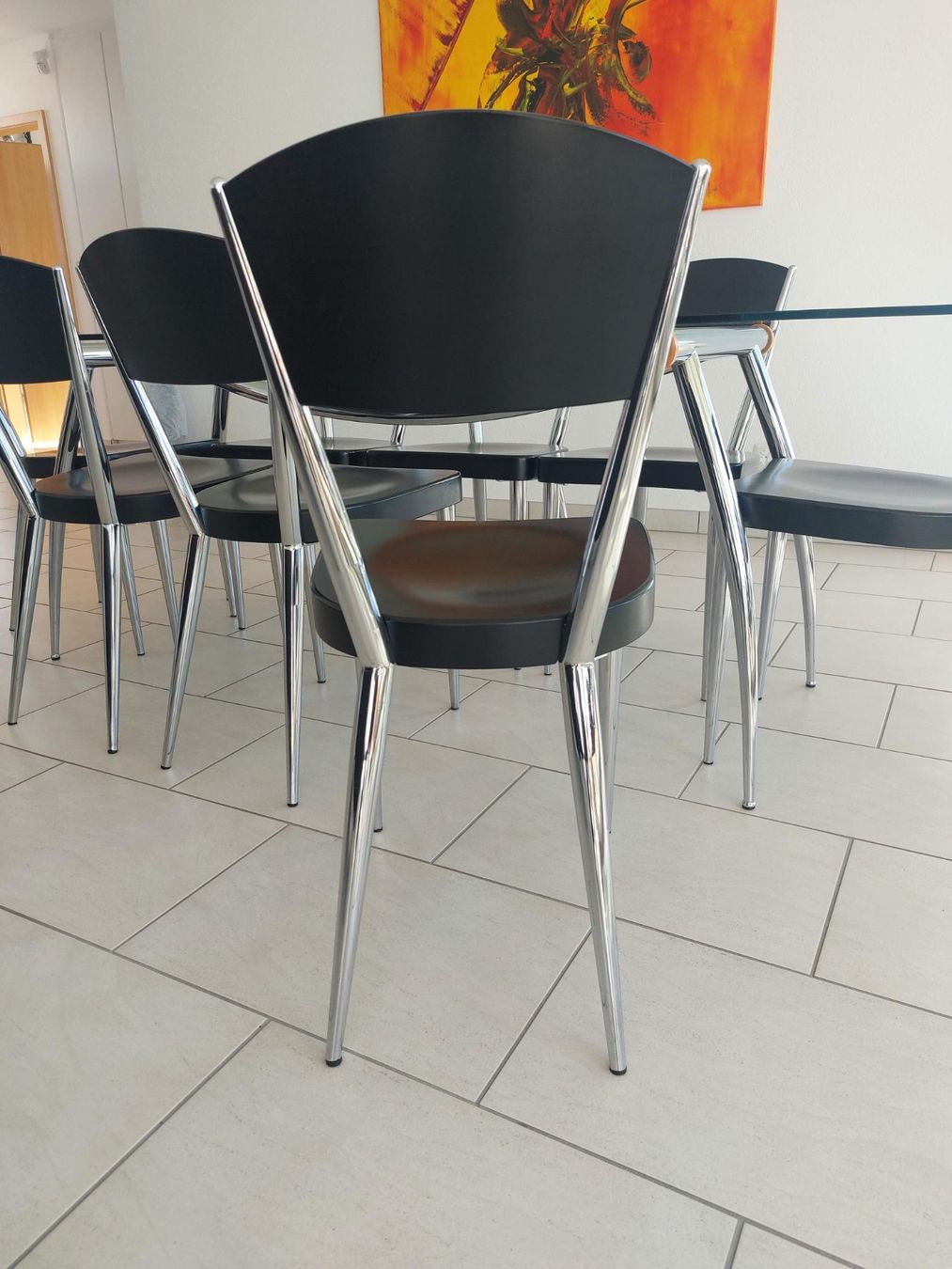 Pfister Set di tavolo e panche: Table avec plateau en verre et 8 chaises – Usato da Vallon venduto da fnirak 5