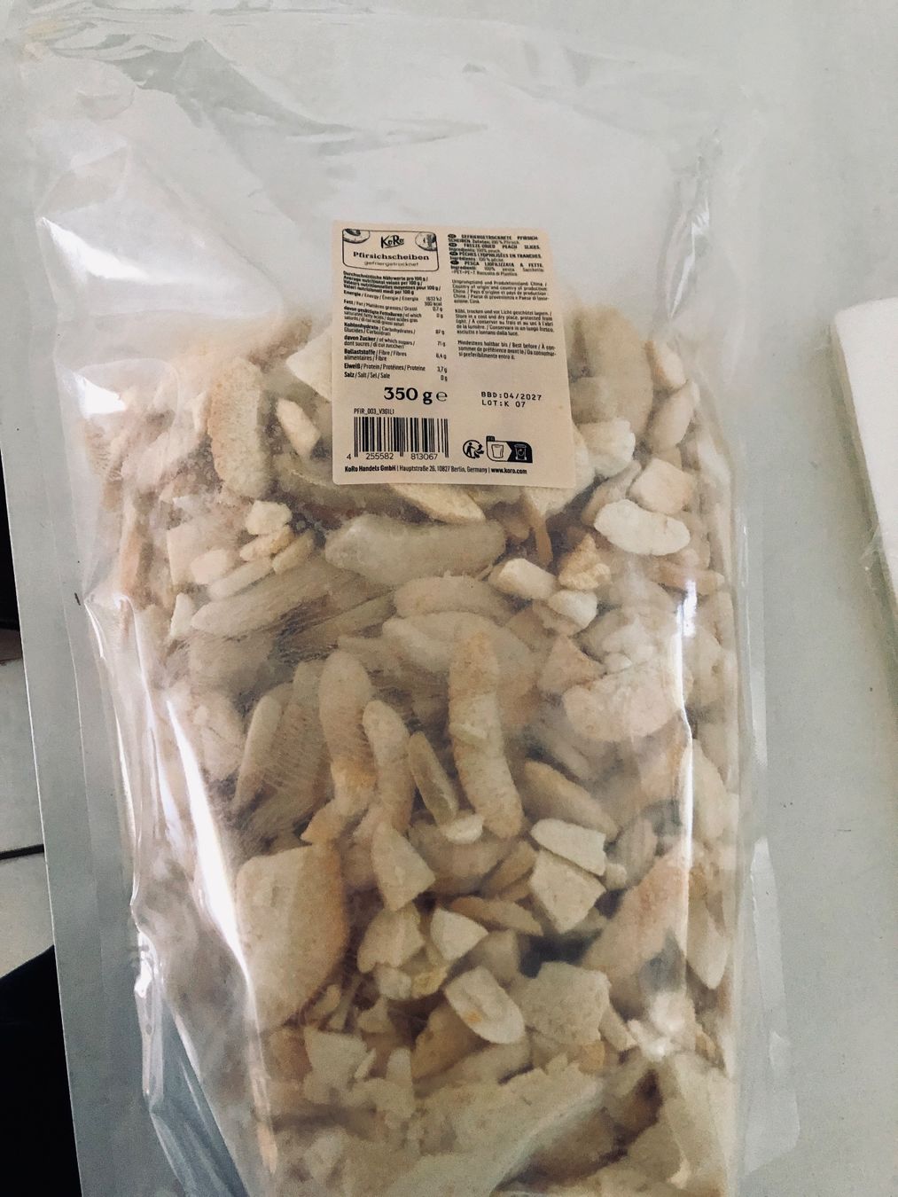 Cibi & Specialità: KoRo gefriergetrocknete Pfirsichscheiben, 350g, – Nuovo (secondo la descrizione) da Arlesheim venduto da leyRum4.5 1