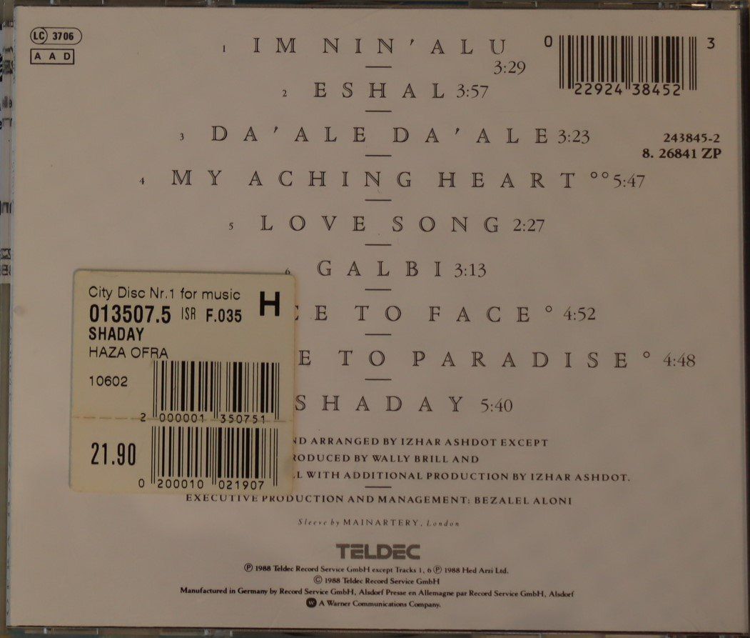 CD: Ofra Haza --Shaday – Usato da Luzern venduto da CONTENTI 2