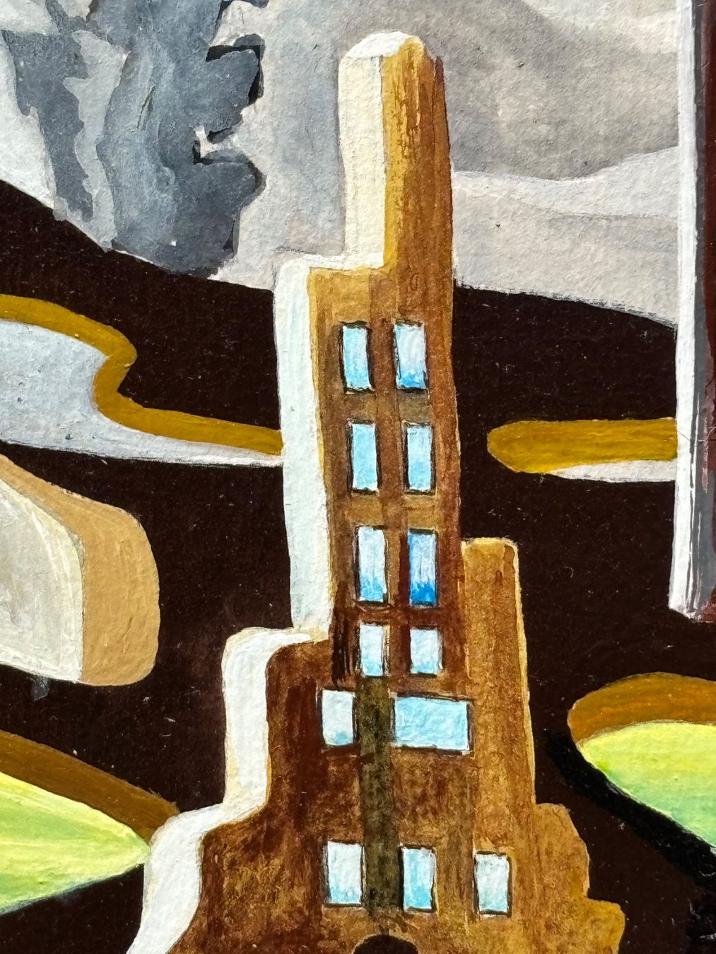 Dipinti: Ölbild Ruedi Vismara "Stelzopolis" Surrealismus – Usato da Hinwil venduto da DaniBachman 5