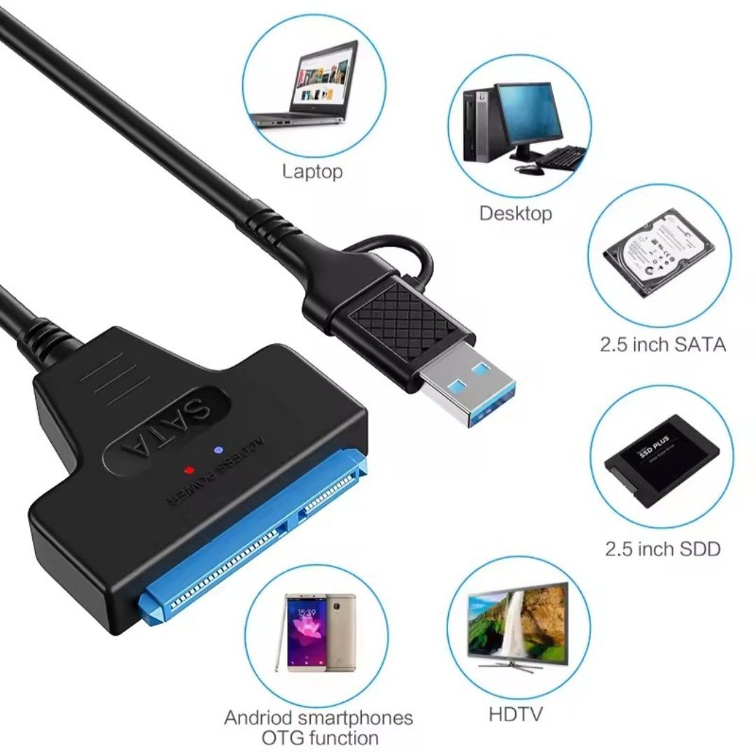 Dischi rigidi: 2,5" SATA 3 zu USB 3.1 Adapter / USB-C & USB-A – Nuovo e nell'imballaggio originale da Uster venduto da -FPS- 1