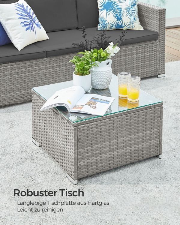Divani: Gartenmöbel Set Polyrattan Sofa Tisch Grau LAMIS – Nuovo e nell'imballaggio originale da Lachen SZ venduto da MAMORU-MOEBEL 4