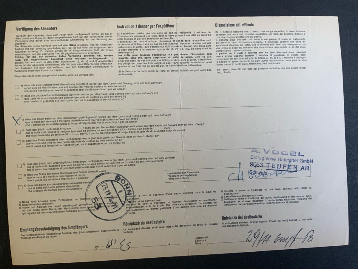 Alle Briefmarken: Teufen Paketkarte – Gebraucht aus Binningen von chr_cr5n 1