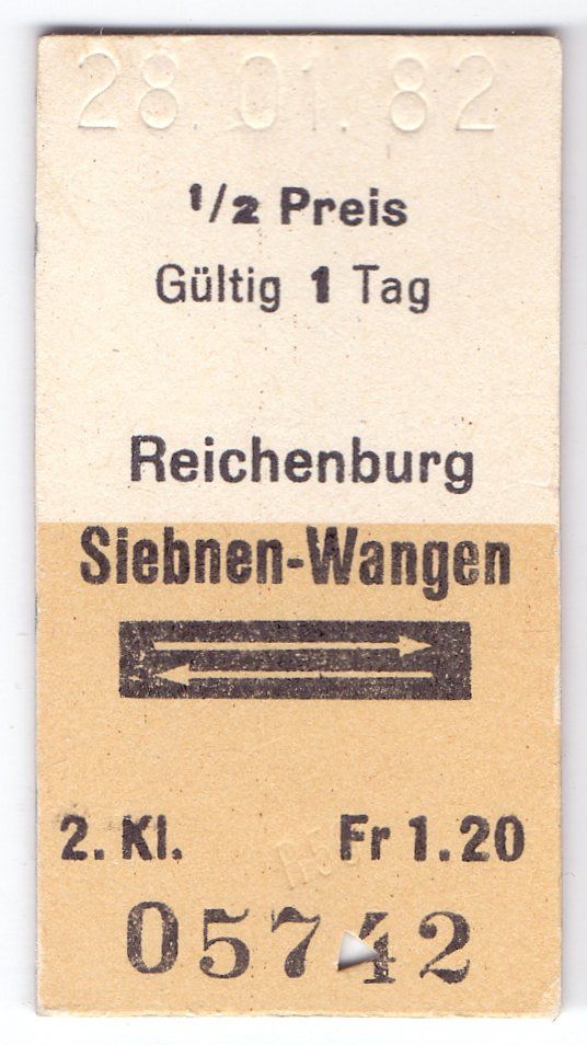 Biglietti: Billette Reichenburg - Siebnen-Wangen – Usato da Langenthal venduto da Sammlungs_aus
