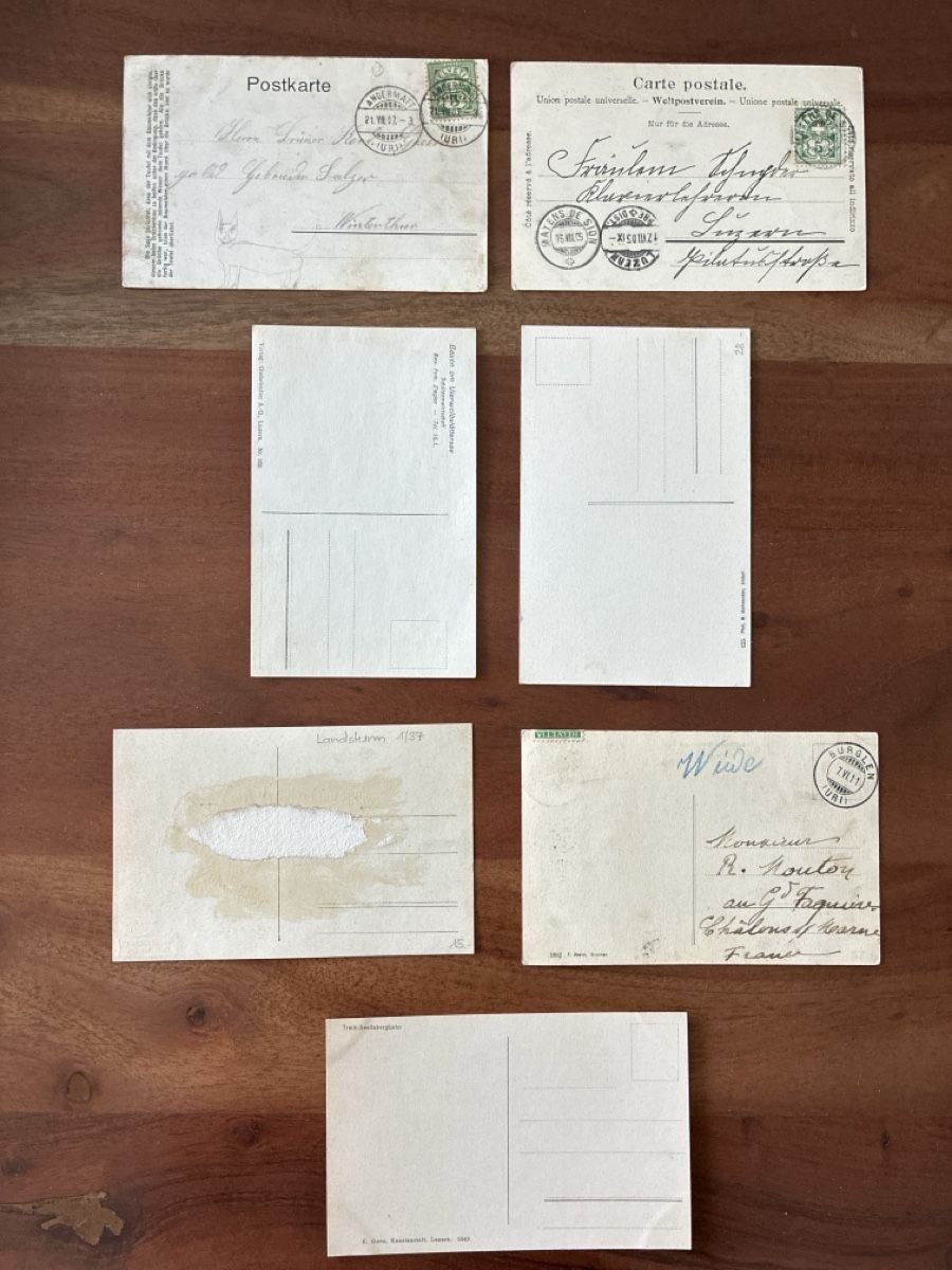 Cartoline postali: 15 Ansichtskarten Schweiz diverse von Kt. Uri – Usato da Oftringen venduto da Cla.vD.74 1