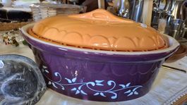 Keramik Auflaufform lila orange oval gebraucht