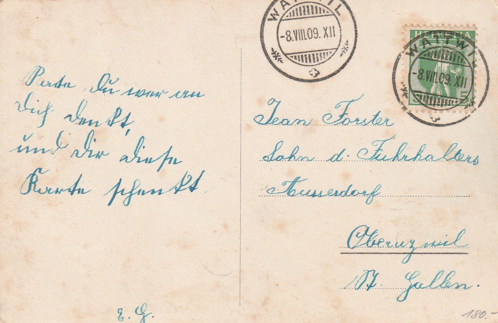 Cartoline postali: Ricken-Post-Adler-Schweizerhaus-Handlung v.J.Bernet-1909 – Usato da uttwil venduto da Koehlerfred 1