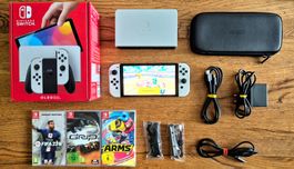 Nintendo Switch OLED Weiss | OVP | 3 Spiele | Zubehör