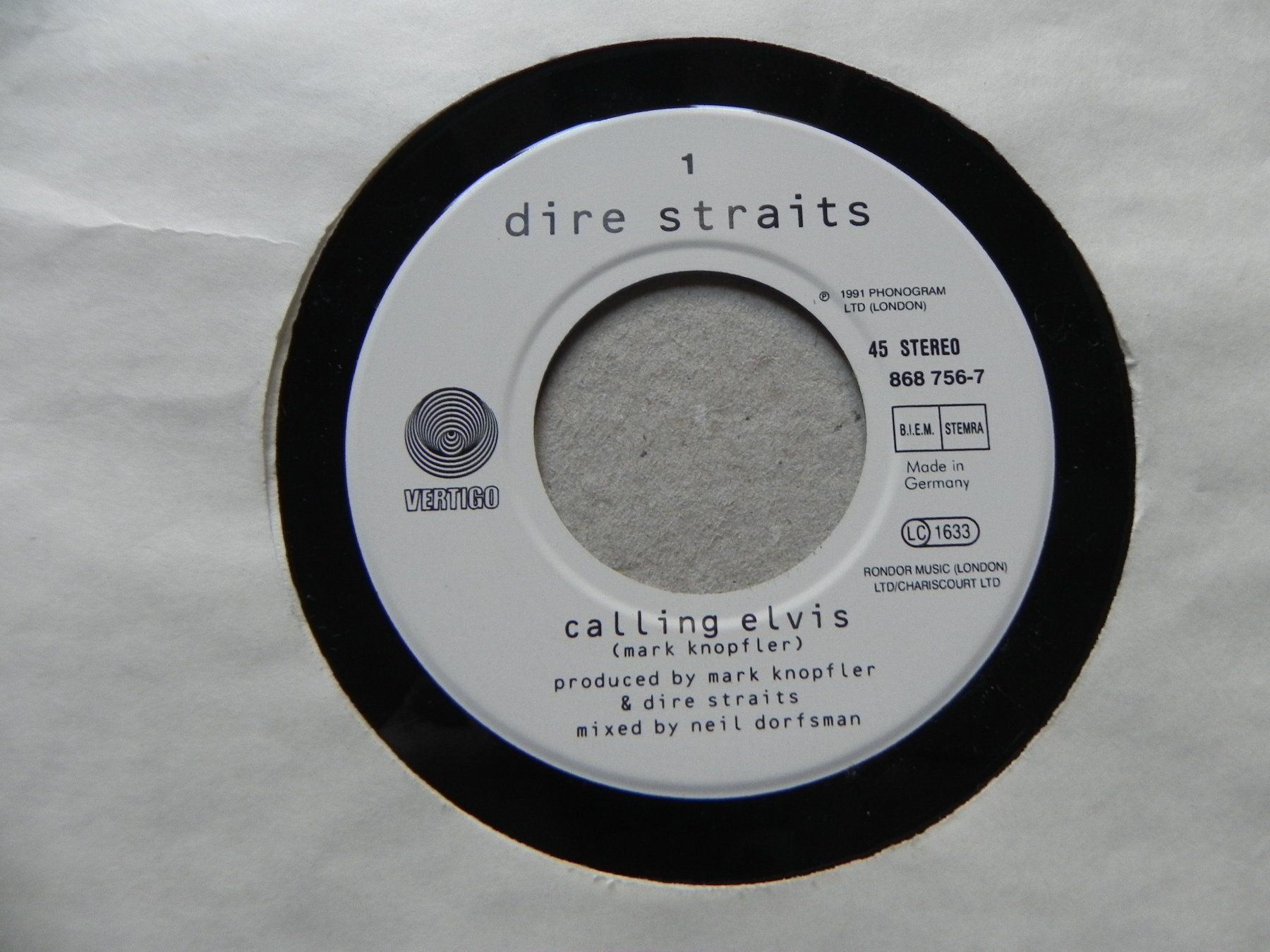 Schallplatten: Single brit. Rock Band Dire Straits 1991 Calling Elvis – Gebraucht aus Siebnen von krimsie 2