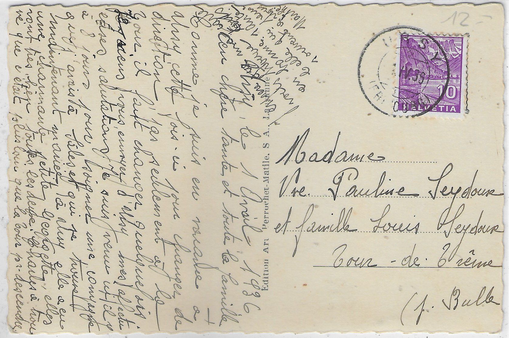 Cartoline postali: Ursy FR - Vue generale – Usato da Ettingen venduto da Kartenplanet 1