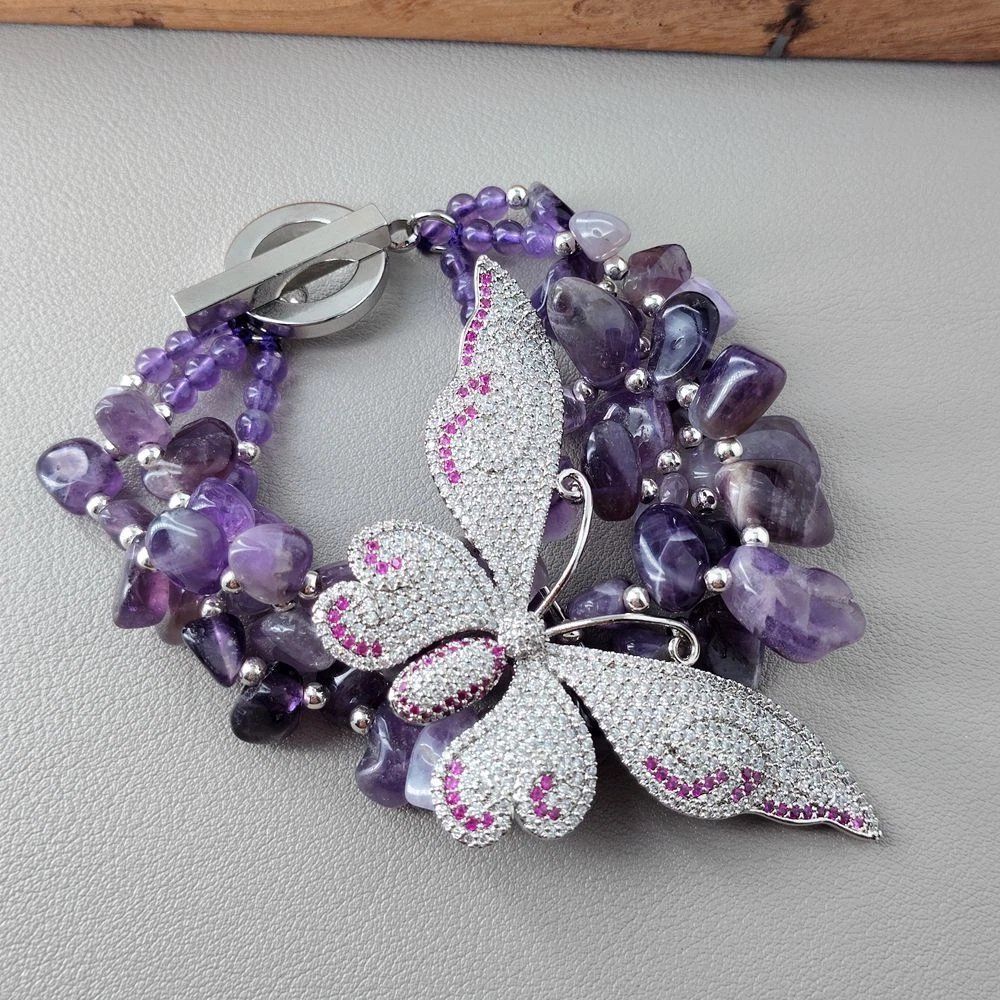 Bracciali & Braccialetti: Schmetterling Amethyst Armband Bracelet Améthyste – Nuovo (secondo la descrizione) da Prilly venduto da ilyria73 1