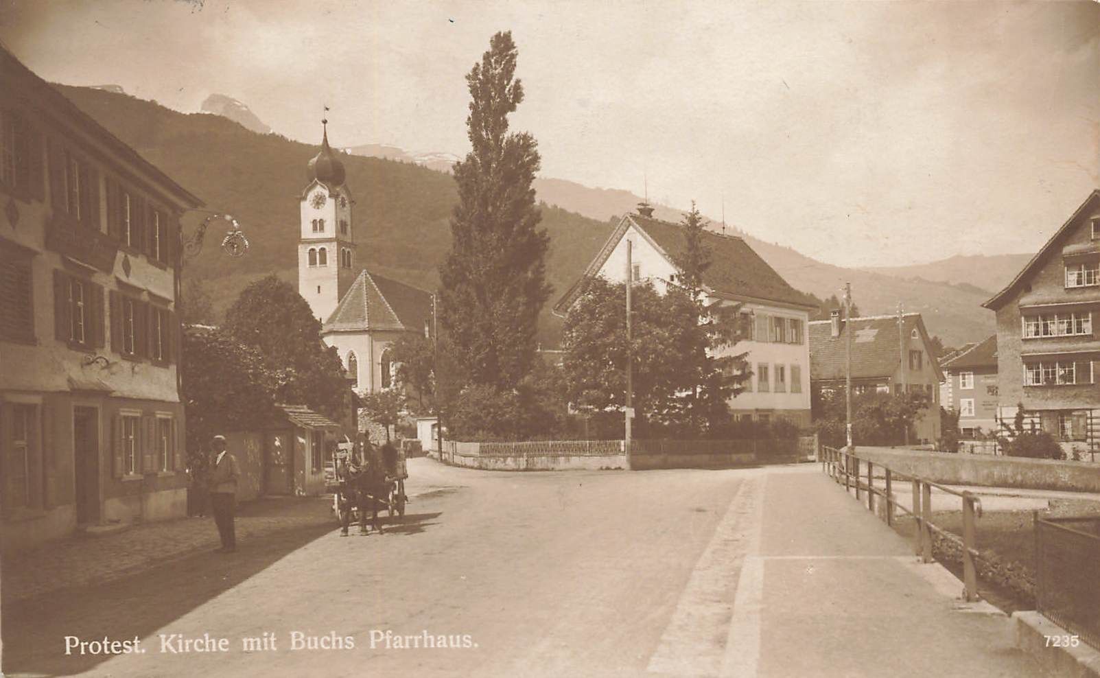 Cartes postales: Protest Kirche mit Buchs Pfarrhaus – D'occasion à Biasca par Blenio71