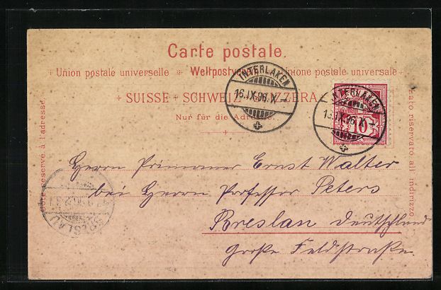 Cartoline postali: Litho Interlaken, Panorama mit Eisenbahn – Usato da Berlin venduto da bartko-reher 1