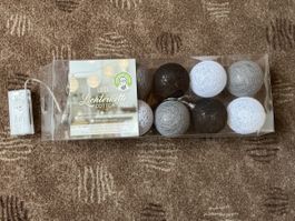 LED Lichterkette Cotton Ball, grau/weiss, neu & OVP! (53)