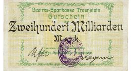 Traunstein 200 Mrd.Mark+Stempel 1923 SS++-VZ