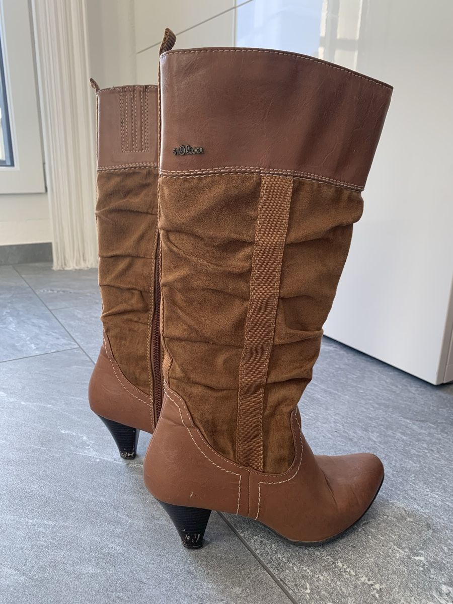 S.Oliver Damenschuhe: s.Oliver Winterstiefel, Gr. 38, Cognac – Gebraucht aus Einsiedeln von important__