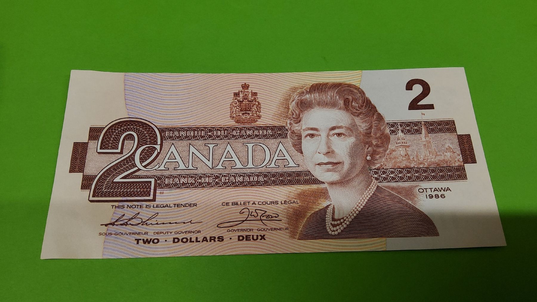 Banconote: Kanada 2 Dollar Note, Jahrgang 1986, Top – Nuovo e nell'imballaggio originale da Herisau venduto da Nluanalucas