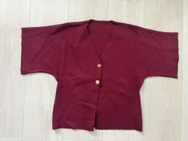 Damen Strickjacke weinrot kurze Ärmel neuer Zustand