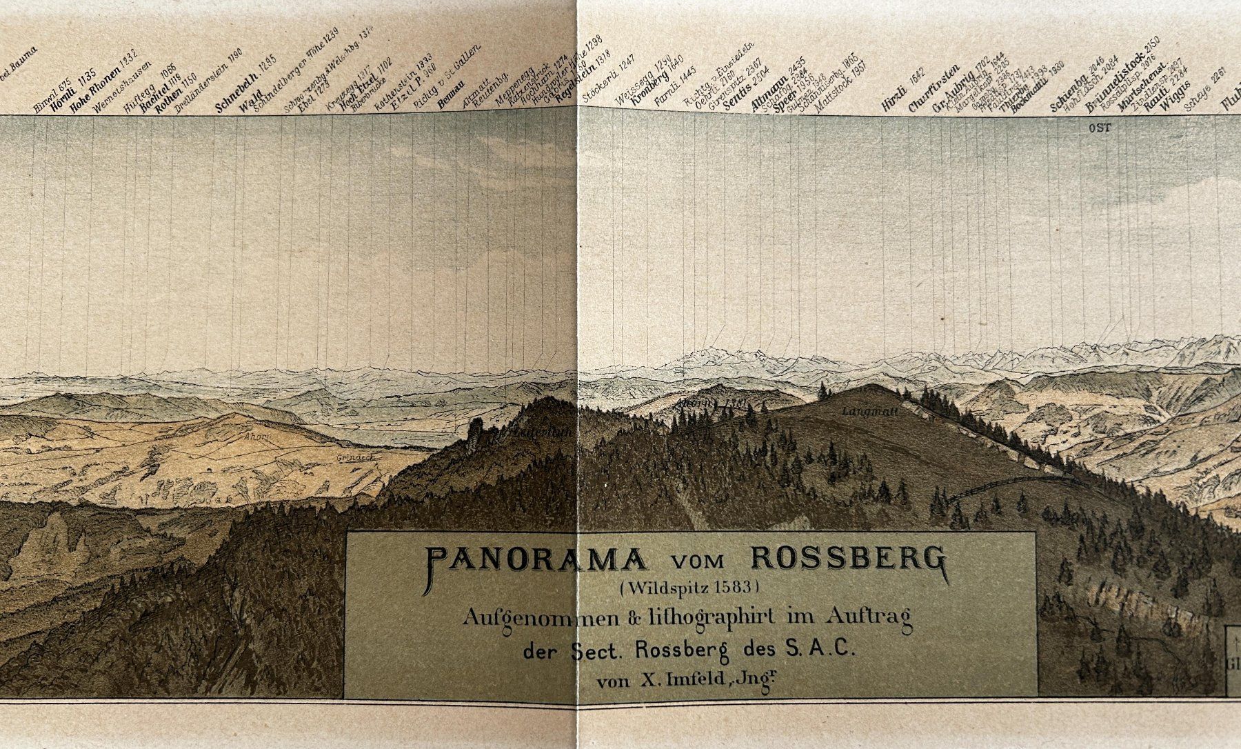 Cartine & Atlanti: PANORAMA VOM ROSSBERG (SAC 1887) – Usato da Zürich venduto da Domus09