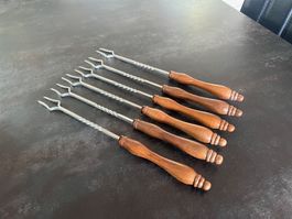 6 Anciennes Fourchettes à Fondue Artisanale