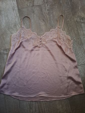 Chicoree Top Seidenimitat Spitzenbesatz Gr. M