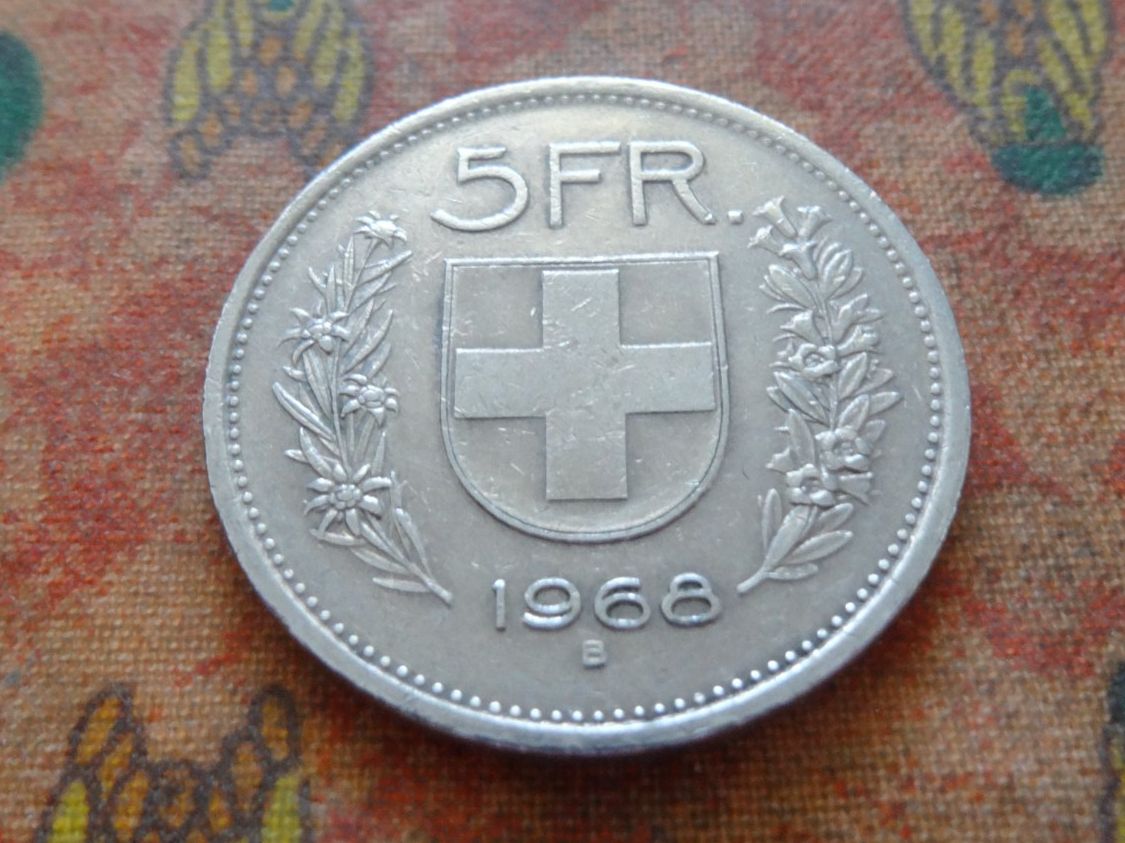 Alle Münzen: 5 Fr. 1968 – Gebraucht aus Romanel-sur-Lausanne von Swift13