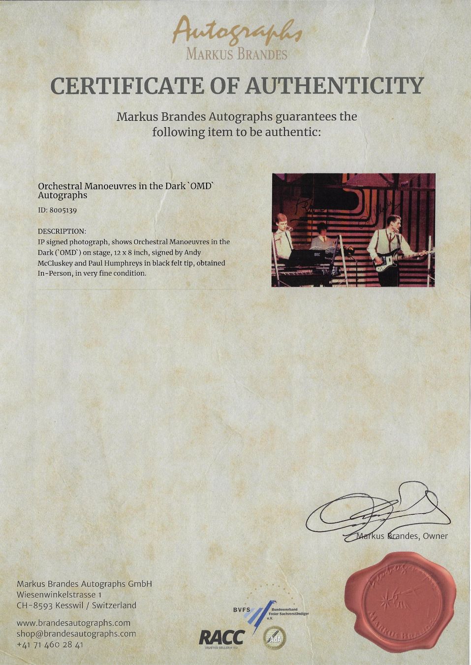 Autografi: Original Autogramme OMD (RAR) – Usato da Ziefen venduto da Dancer99 1
