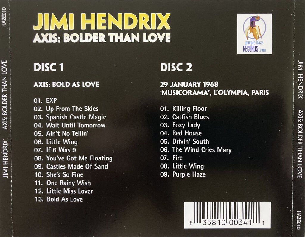 CD: JIMI HENDRIX - AXIS: BOLDER THAN LOVE – Usato da Bottens venduto da hotter-than-hell 1