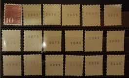 3571) 483RM, Lot, 18 Rollenmarken mit Nr. postfrisch